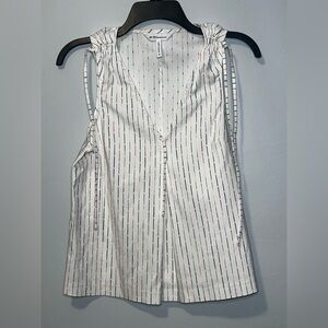 BCBGeneration White Striped Sleeveless Top